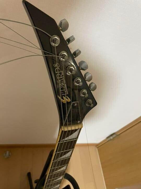 Electric Guitar Edwards by ESP Inoran Model Black with Strap Electric Guitar Edwards by ESP Inoran Model Black with Strap