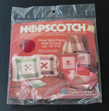 Charles Craft Hopscotch Aida Cloth Cross Stitch Fabric 14 Ct 15" x 15" Dark Red