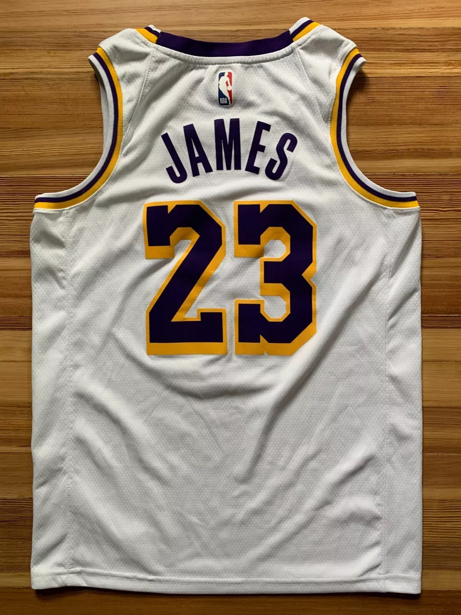 Men's Los Angeles Lakers LeBron James Nike White Swingman Jersey