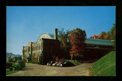 New York NY postcard Lake Placid Lake Placid Olympic Arena cars grounds