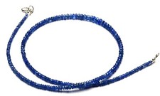 Natural Gem Blue Sapphire Faceted 3 to 5MM Size Rondelle Beads Necklace 17" 68Ct