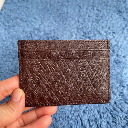 OSTRICH Leather SKIN Credit Card Holder DOUBLE SIDE Genuine OSTRICH Brown - Picture 10 of 16