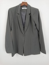 Vintage Justfab Single Breasted Blazer Jacket Size M Dark Grey Used F2