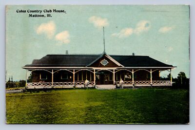 K18/ Mattoon Illinois Postcard c1910 Coles Country Club House 128