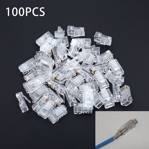 10Pcs CAT5e Passante Rete Cavo Spina Modulare 8P8C Connettore Estremità Au Stock - Photo 3/12