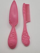 Vintage Lot of 2 Doll Brushes Combs - 4" Pink Pretend Play
