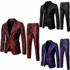 2PC Suit Men's Tuxedo Dress Blazer Pant Slim Fit Coat Trouser Formal Wedding OL
