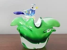 Murano Glass Ornament Figure Blue Bird on The Nest