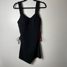 MAX + ASH Womens Black Faux Wrap Mini Party Dress Medium Lace Up Sided