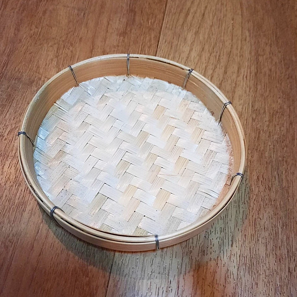 12X Wicker Bamboo Tray Threshing Basket Thai Handicraft Food Fruit Serving 4.5" - Image 2 of 4