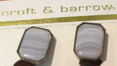 new CROFT & BARROW bronze tone metal GRAY Faux stone pair STUD CLIP ON Earrings