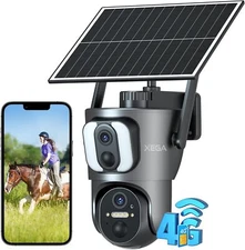 Xega Dual Lens 4G Cellular Security Camera Outdoor with SIM Card 14400mAh 2K HD