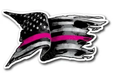 Thin Pink Line American USA Flag Breast cancer awareness Ribbon decal sticker