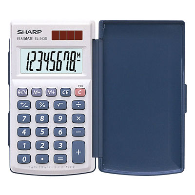 Taschenrechner mit Klappdeckel SHARP EL-243 S, Solar-/ Batteriebetrieb 8-stellig