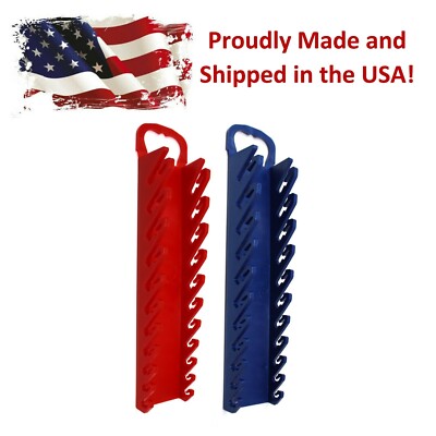 Red & Blue Portable 11-Tool Wrench Gripper Tray Kit for Stubby / Line Wrenches