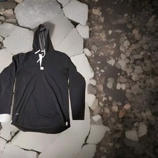 Bylt Hoodie Mens Med Black Drop Cut Hooded Henley Lux Lightweight Sweatshirt