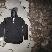 Bylt Hoodie Mens Med Black Drop Cut Hooded Henley Lux Lightweight Sweatshirt