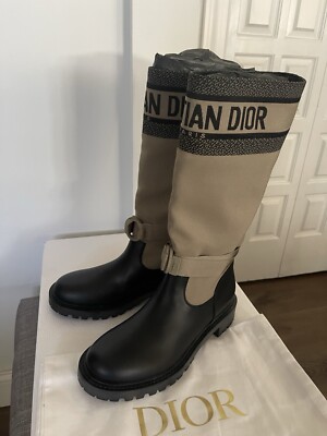 Dior D-Major Boot Taupe and Black Technical Fabric and Black