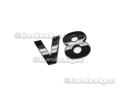 BRAND NEW 3D V8 Gloss Black Emblem Badge 30mm V8 BLACK fits VW Volkswagen