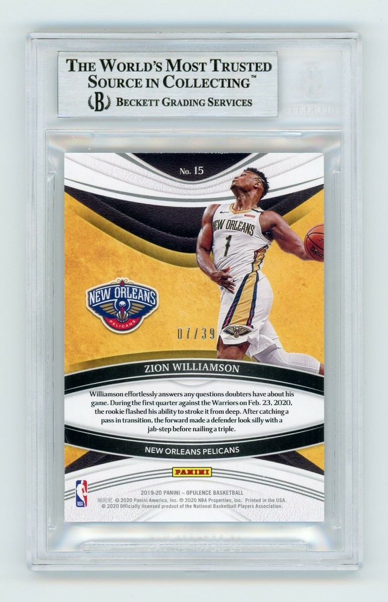 2019-20 Panini Opulence - Zion Williamson #15 /39 (RC) for