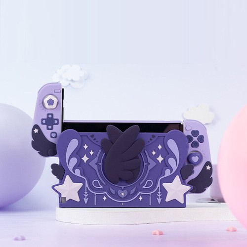 Protective Case for Switch OLED Ergonomic Grip Shell Dock Cover Star Wing Dark - Picture 14 of 37