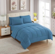 7 Piece Blue Bed in a Bag Comforter and Sheet Set Queen Size