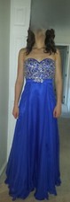 Blue Strapless Sequin hand Beaded Long Semila&Co dress Prom Formal Gown Party