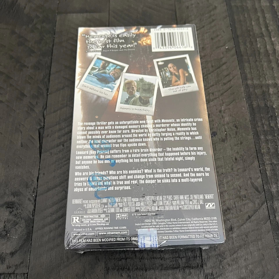 MEMENTO 2000 VHS Tape Factory SEALED w/ Watermark Christopher Nolan - Image 2 of 4