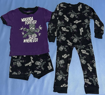 Marvel Black Panther Pajamas,4 Piece - Toddler Size 3t, Pre Owned/Good Condition