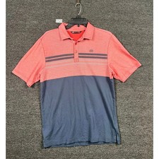 Travis Mathew Shirt Men Small Blue Peach Cabana Chest Polo Golf Preppy