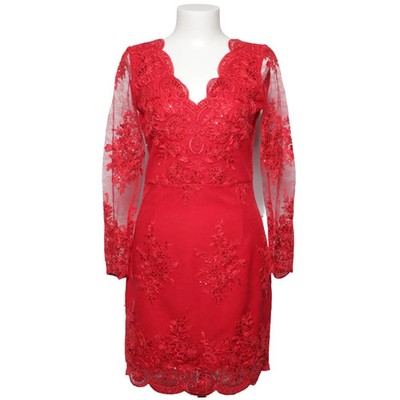 Emme., Cocktailkleid, Größe: 38, Rot, Polyester/Viskose, Blumen, Spitze #hOG