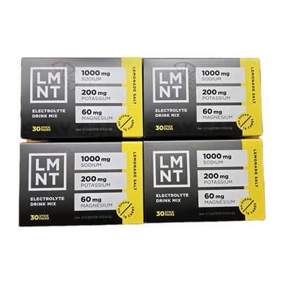 4 X Packs LMNT Zero Sugar Electrolytes LEMONADE Salt Drink Powder 120 Sticks