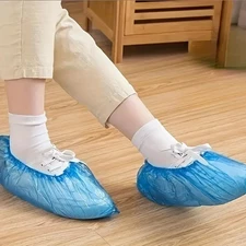 100 Pieces Disposable Plastic Shoe Cover PE Waterproof Shoe Cover for Hotel/Home