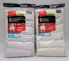 Hanes White Boxers 3XL 6 Pack No Gap Fly Comfort Waist Lot Of 2 -12 Boxers Total
