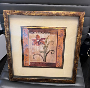 Framed Flower Artwork Decor Piece 15" x 15"
