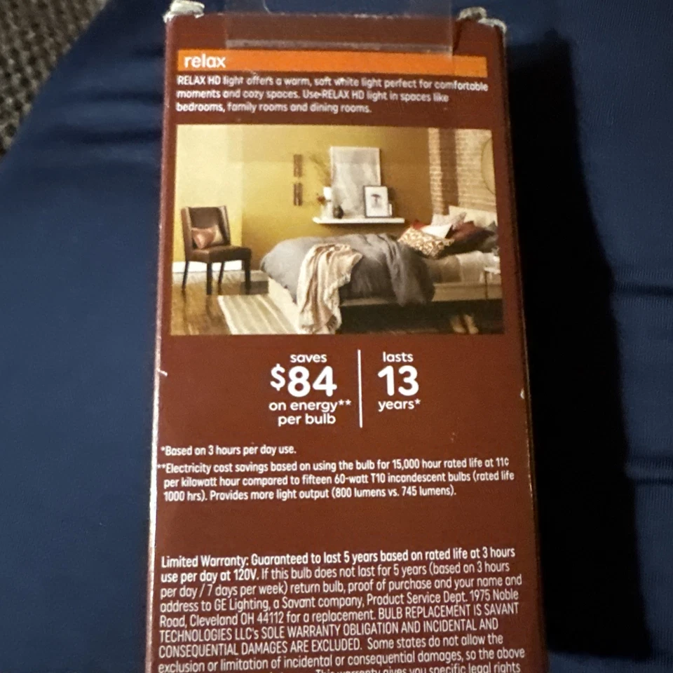 GE T10 LED Light Bulbs Med Base Soft White Light 60W/ 8.5W. Dwkhome - Image 2 of 2