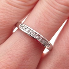 925 Sterling Silver Round-Cut C Z Half Eternity Band Ring Size 7