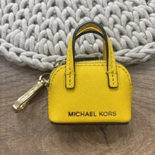 Michael Kors Mini Micro Bag Yellow Leather Keychain Charm 2.5”