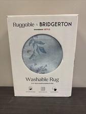 Ruggable 5'x7' Washable Bridgerton Aubrey Hall Garden Blue Rug- New. OPEN BOX