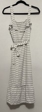 Banana Republic White Dress With Gray And Black Stripes