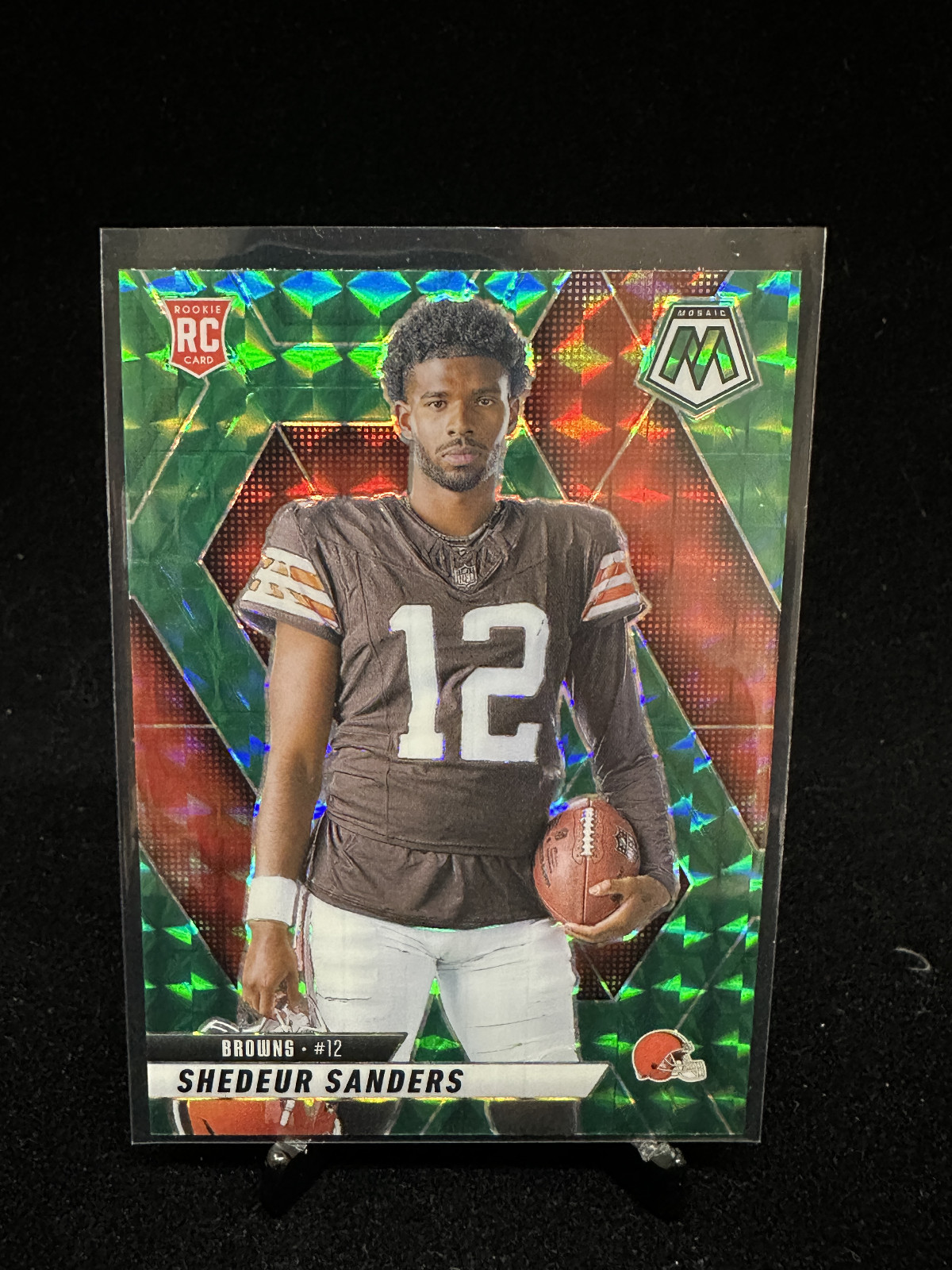 2025 NFL Panini Mosaic Shedeur Sanders Rookie Mosaic Green Prizm RC #290