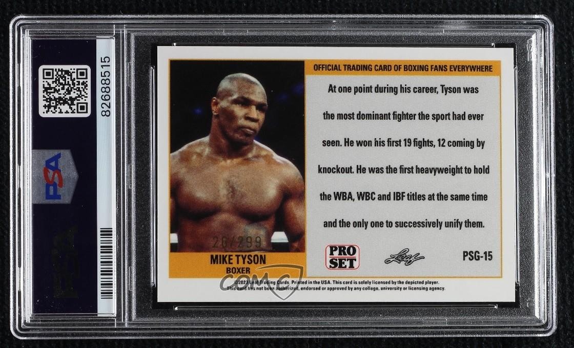 2023 Leaf Pro Set Metal Web Exclusive Gold Prismatic 20/299 Mike Tyson PSA 10 view 2