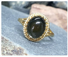 Vintage 9ct GOLD MOOD STONE Ring - Colour Changing - Size uk N (us 6.75) - 1970s