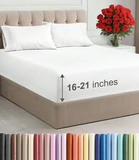 Extra Deep Pocket Full Size Sheet Set - 4 Piece Soft Bed Sheets - White
