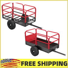 1700lbs 17 Cu.ft Lawn Mower Utility Atv Dump Trailer W/removable Sides & 2 Tires
