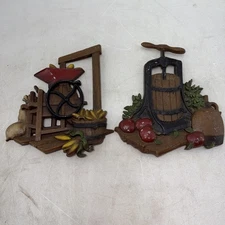 Vintage Homco Rustic Metal Farmhouse Kitchen Plaques Set of 2