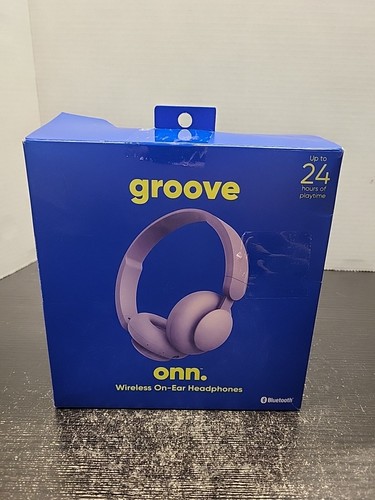 Groove Onn Headphones Wireless Bluetooth Purple Headband 24hr Playtime Read