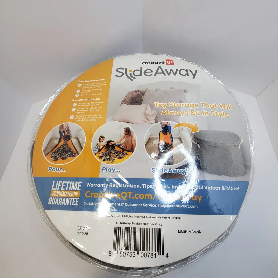 Creative QT SlideAway Toy Storage Organizer & Play Mat NIP Heather Gray - Image 3 of 4