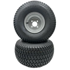 Set of 2 - Silver 20x10.00-8 Lawn Mower Tire and Rim (Compatible with Husqvarna)