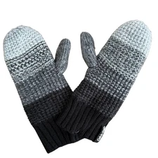 Calvin Klein Women's Mittens Gray Black Ombre Knit Fleece Lined Mittens One Size